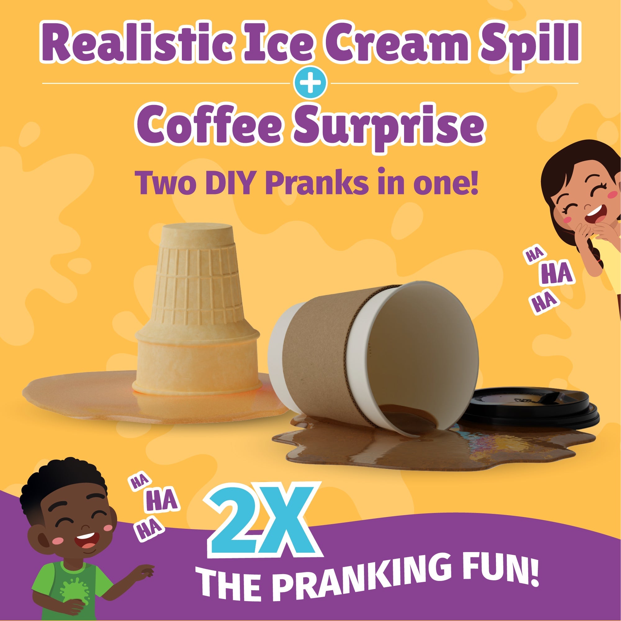 WatchMePrank DIY Ice Cream Cone & Coffee Cup Spill Prank Kit | Dual Prank Set